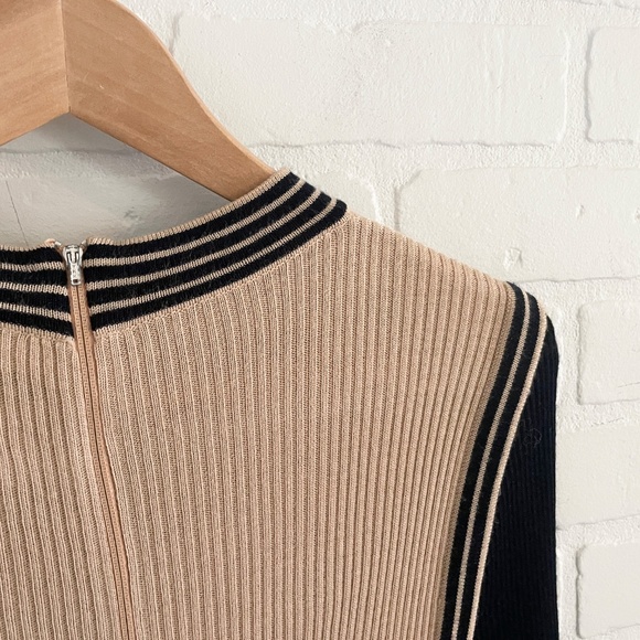 Vintage 60s 70s Knit Midi dress Concelli Academia Varsity Tie-front Blokecore 12 - Picture 12 of 13